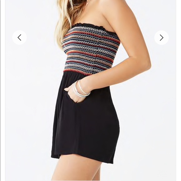 Forever 21 Other - Black Smocked Romper with colorful top